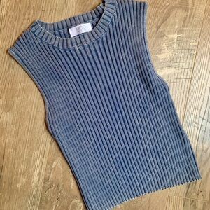 Mod On Trend Women's Blue Ribbed Tank Top